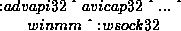 \begin{figure}
\centering
\begin{math}
\lnot advapi32 \land avicap32 \land . . . \land winmm \land \lnot wsock32
\end{math}\end{figure}